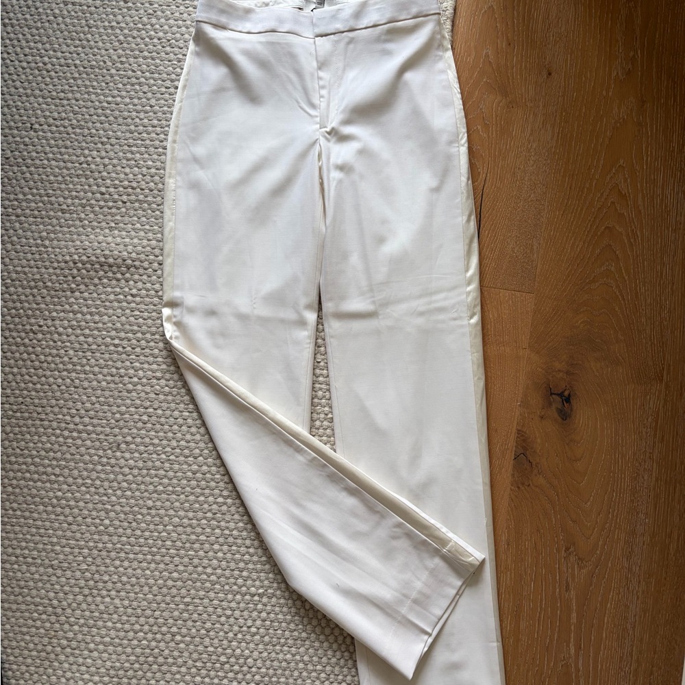 White High-Waist Straight Leg Pants